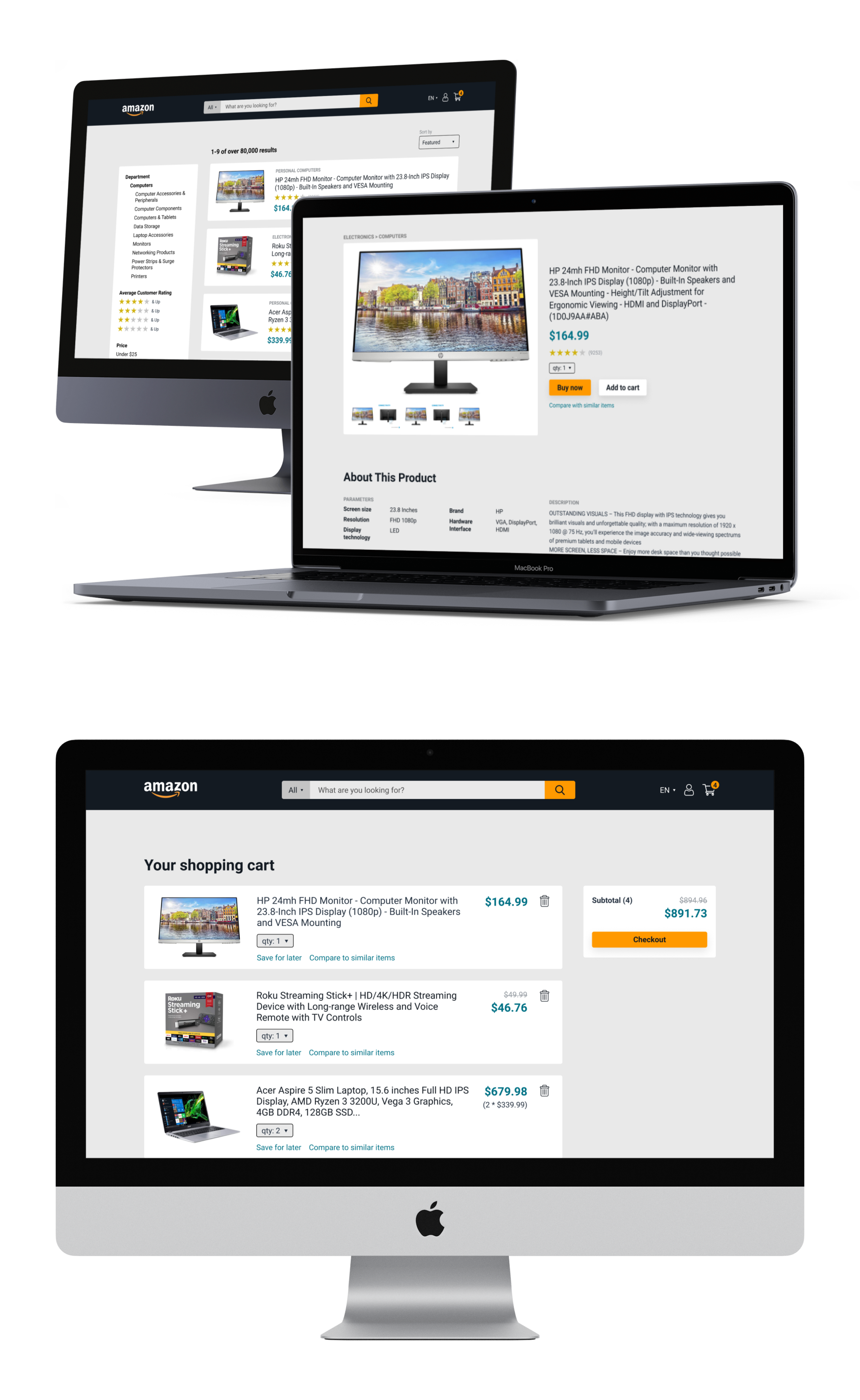 Desktop version of the website